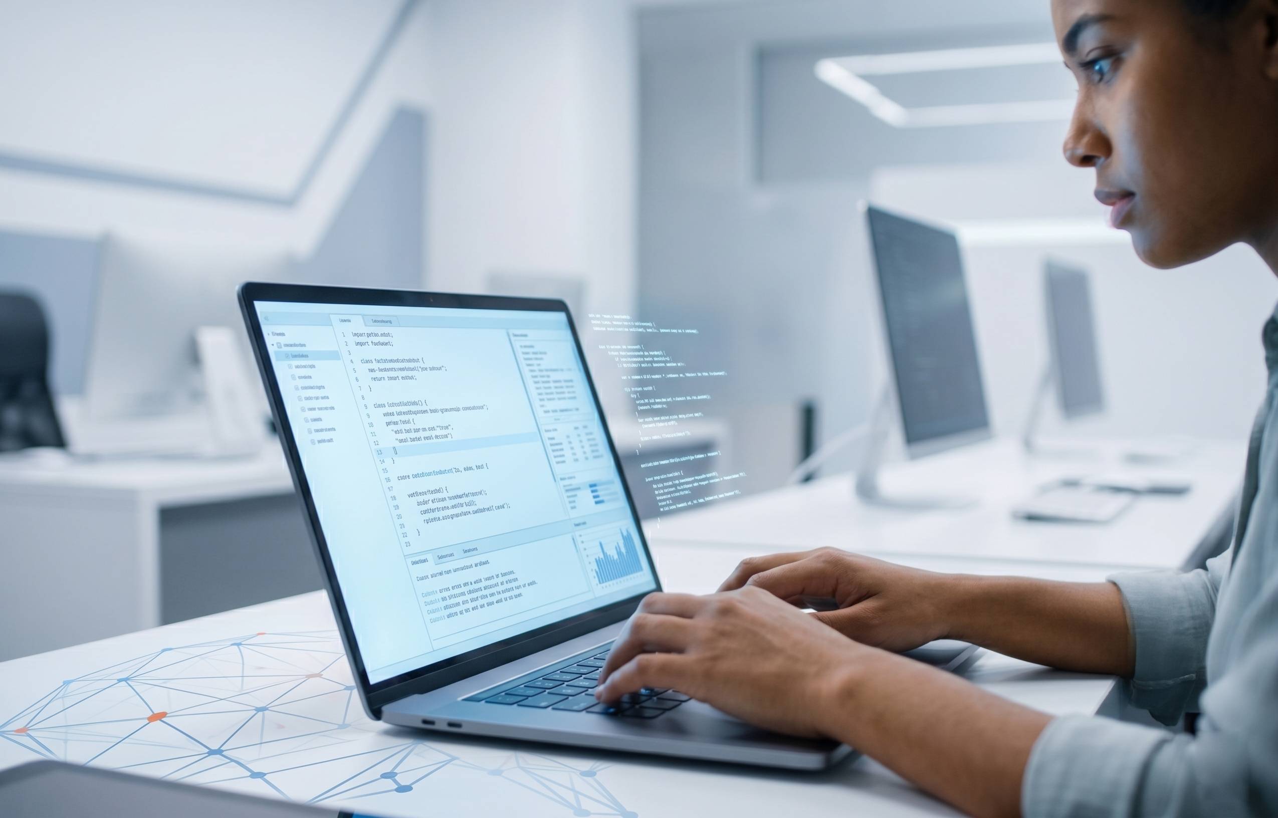 Student coding with AI assistance